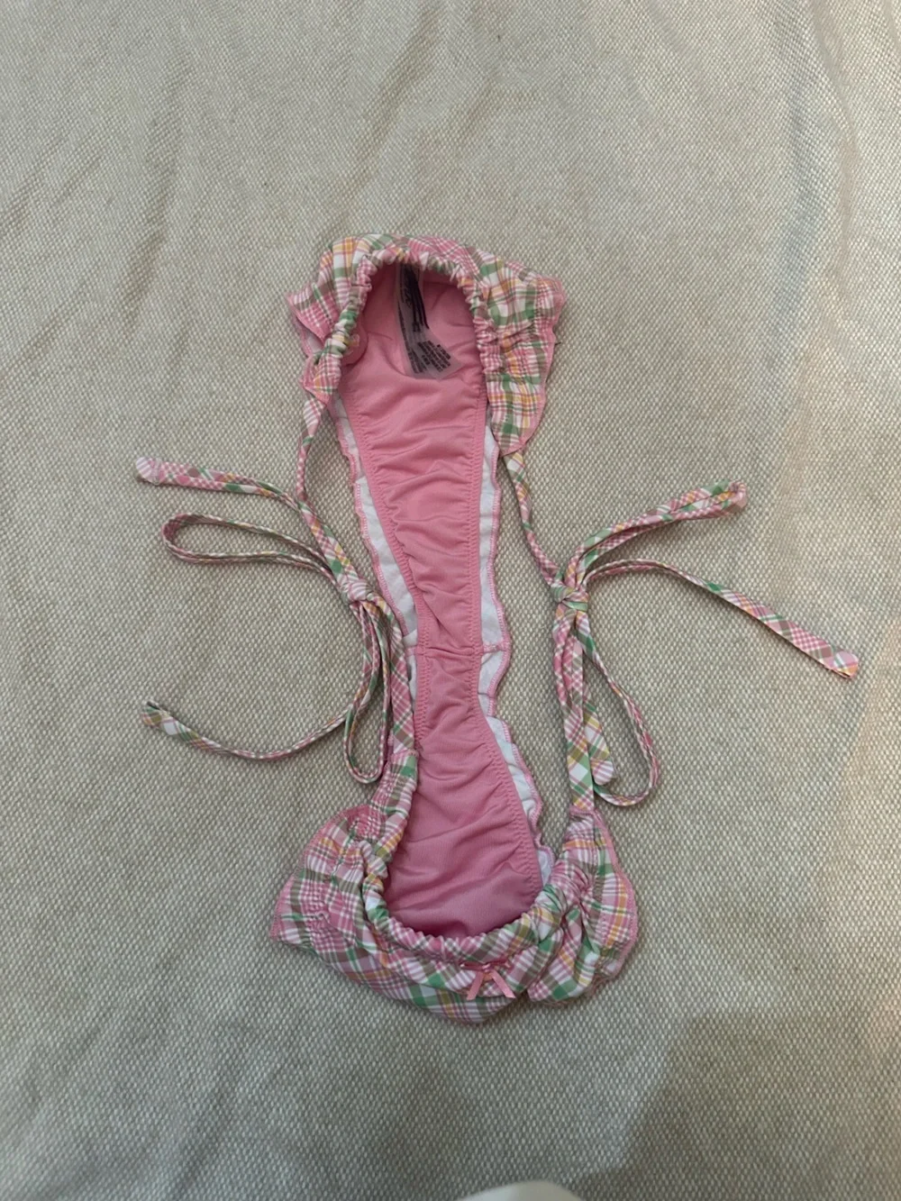 New! Frankie's Bikinis x Pink reign strawberry Plaid Bikini Bottom 38967